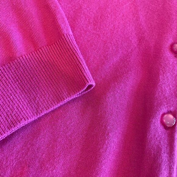 CABLE & Gage Button Down Cardigan Crew Neck Sweater Lightweight Bright P… - Picture 3 of 13